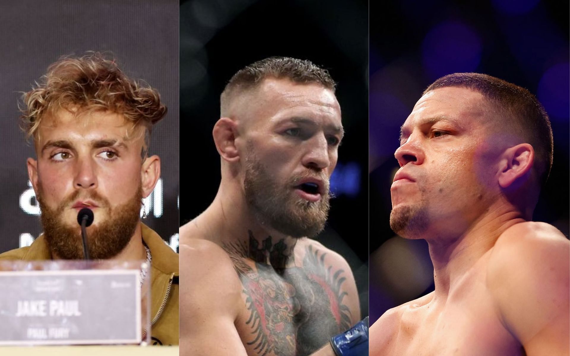 Jake Paul[left], Conor McGregor[middle], Nate Diaz[right]