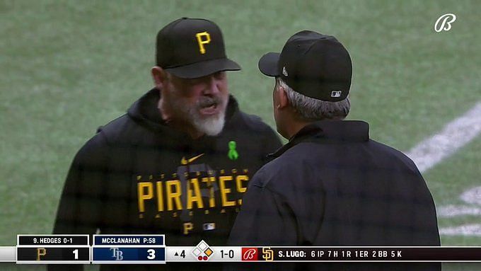 Pirates manager Shelton argues through mask, gets 1st ML win