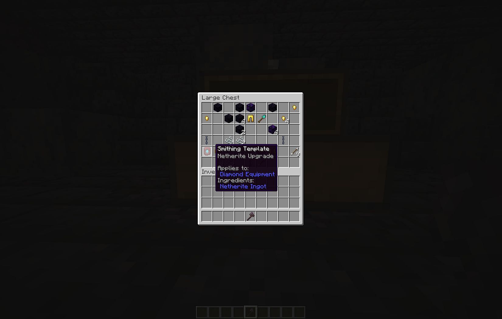 Smithing template can be found in the treasure room chest (Image via Mojang)