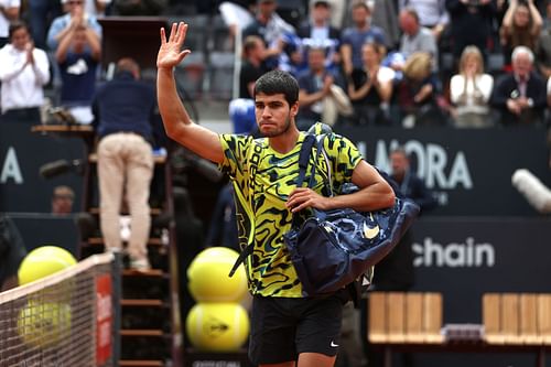 Carlos Alcaraz pictured at the Internazionali BNL D'Italia 2023 - Day Eight.