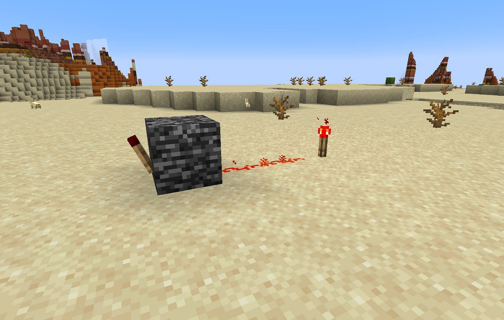 Redstone signal is blocked in Bedrock (Image via Mojang)