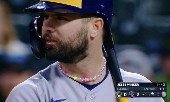 Baseball player wearing daughters necklace｜TikTok Search