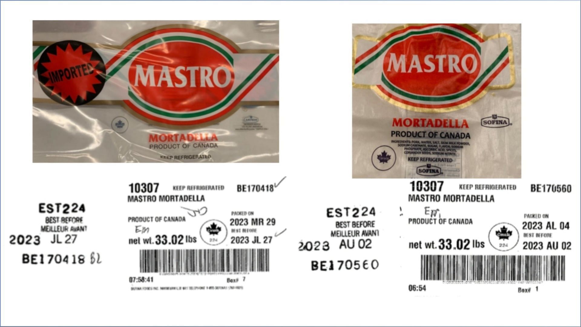 The recalled Sofina Ready-To-Eat Mortadella Deli Meat products may contain undeclared pistachios (Image via FSIS)