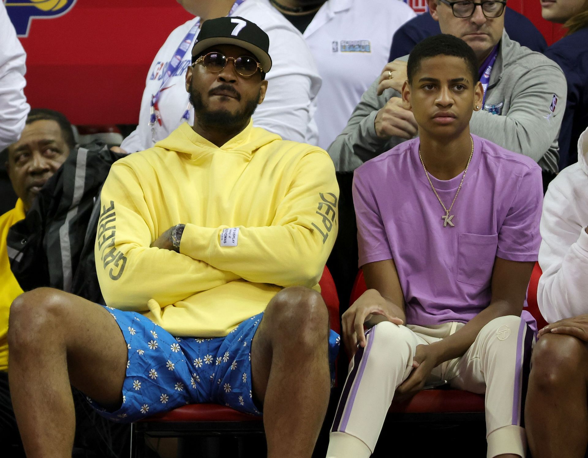 Carmelo and Kiyan Anthony at the 2022 NBA Summer League