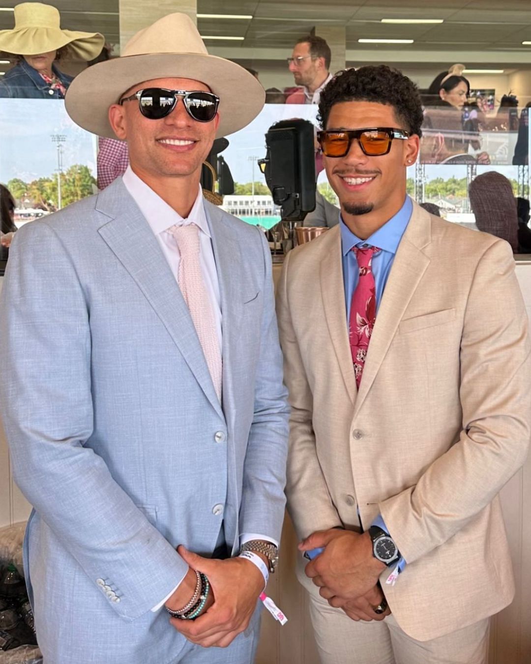 Graham with WR Allen Lazard at the Kentucky Derby. Credit: @thejimmygraham (IG)