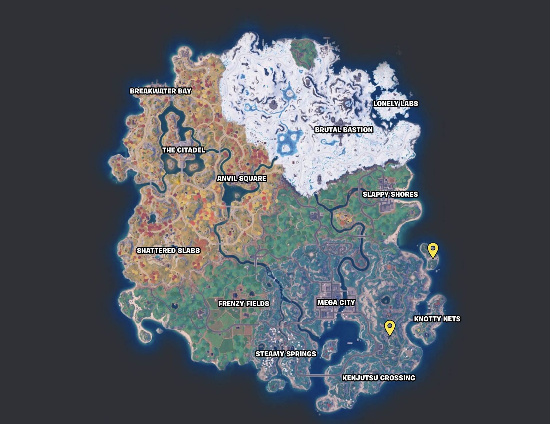 Visit these two locations first (Image via Fortnite.GG)