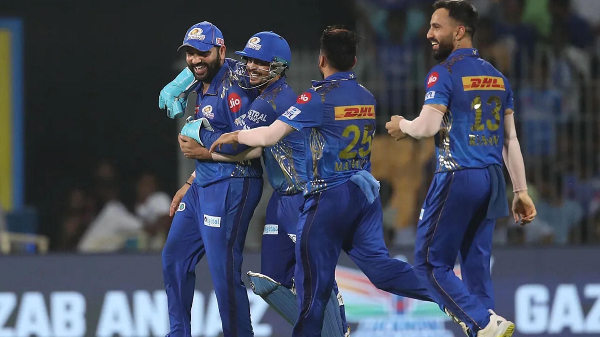 Rohit Sharma celebrates after affecting a direct hit to run out Krishnappa Gowtham (P.C.:iplt20.com)