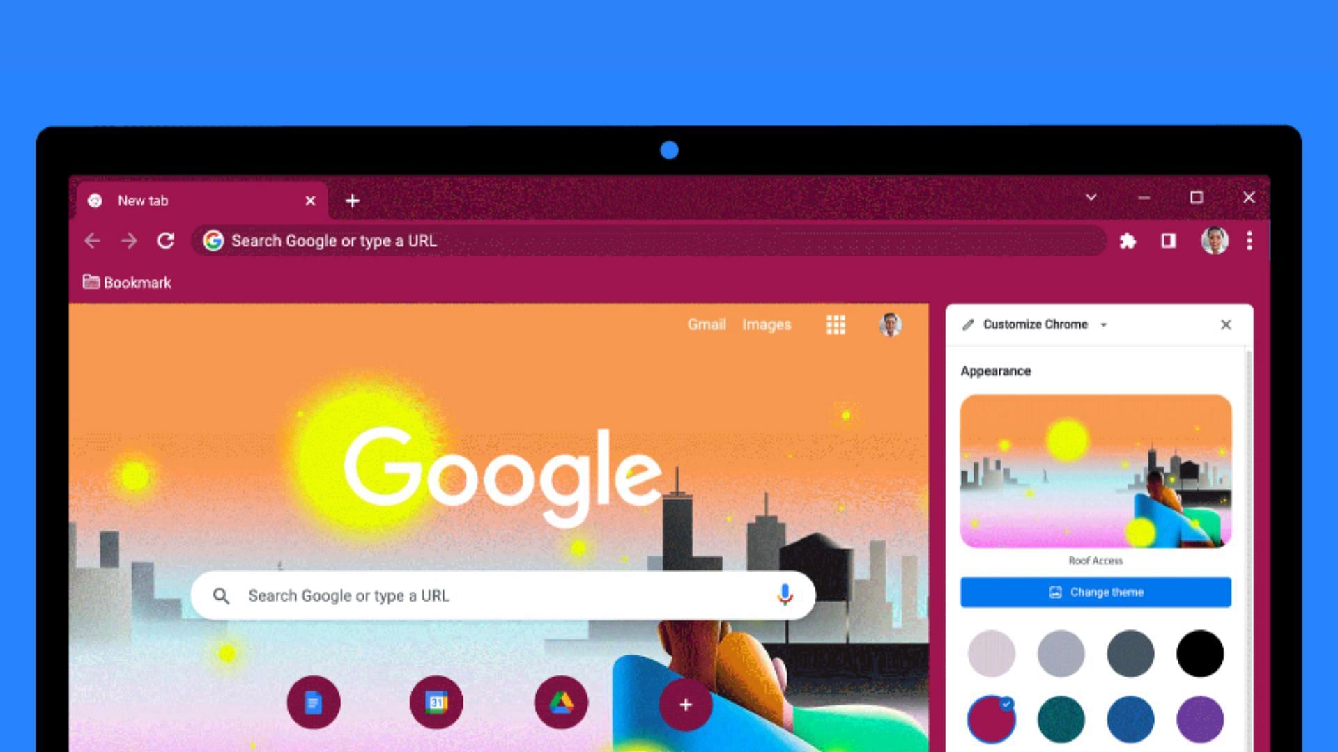 The new Google Chrome customization side panel (Image via Google)
