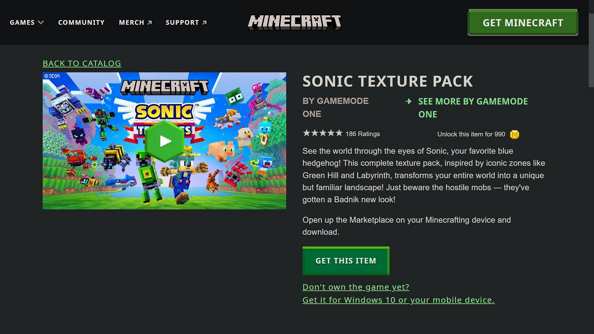 This texture pack will cost players 990 minecoins in Minecraft Bedrock Edition (Image via Mojang)
