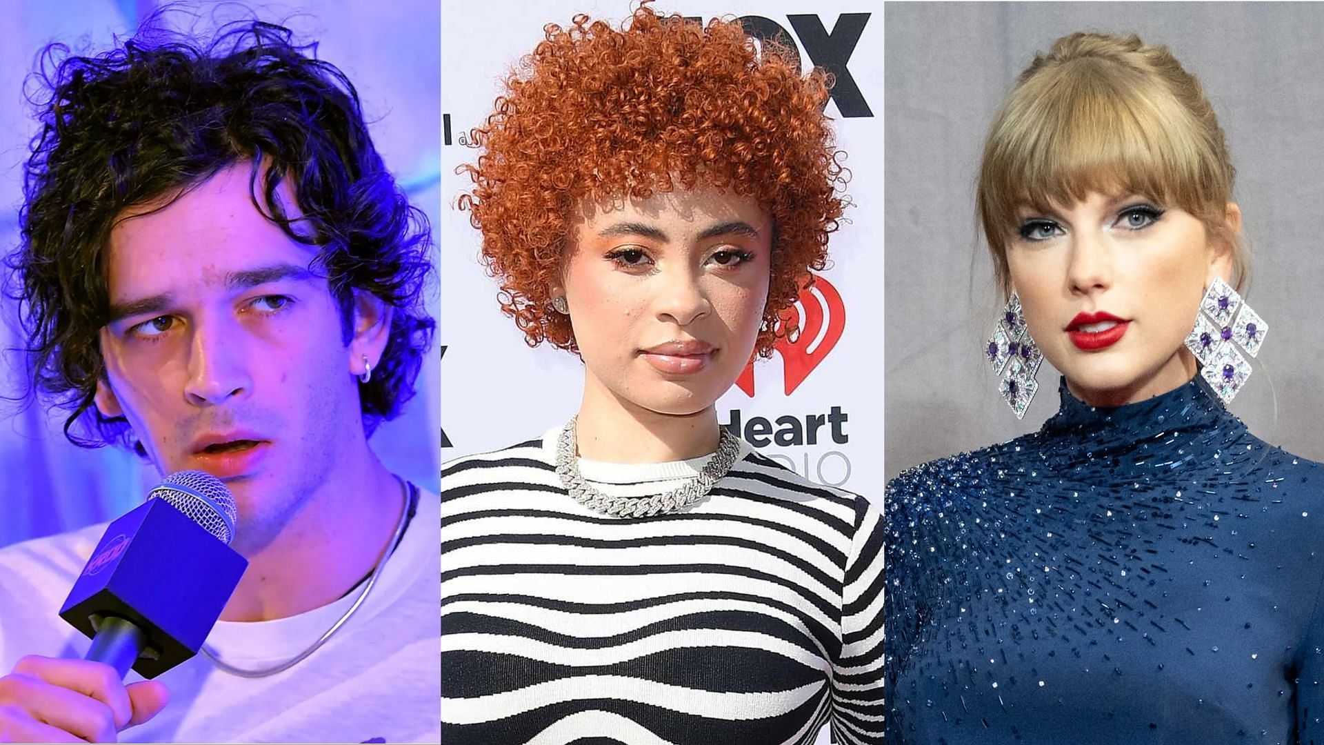 Matty Healy, Ice Spice, Taylor Swift. (Photos via Getty Images)