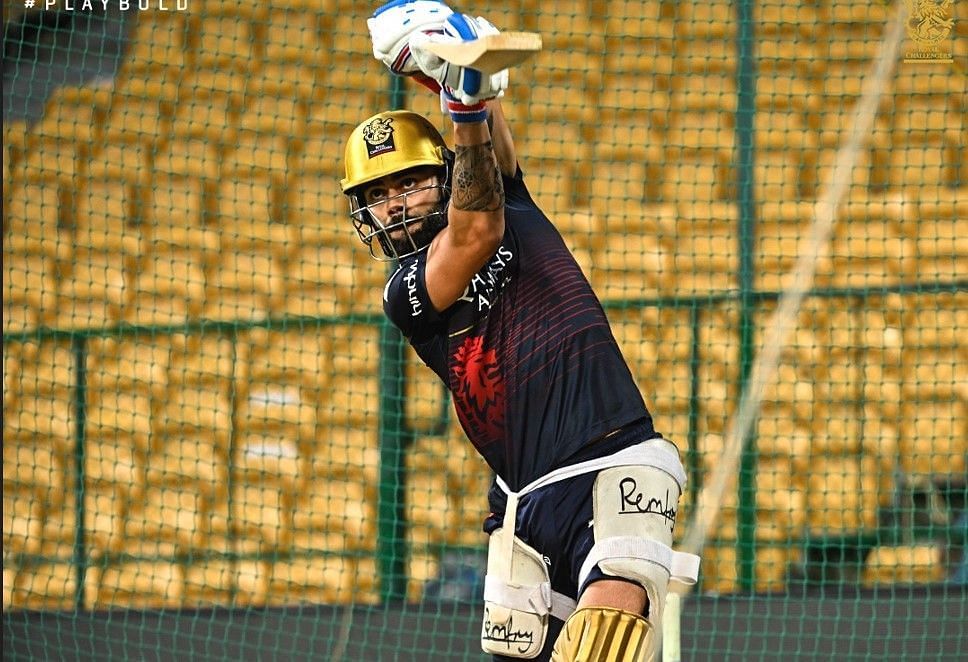 Virat Kohli batting in the nets (Image Courtesy: Twitter/Royal Challengers Bangalore)