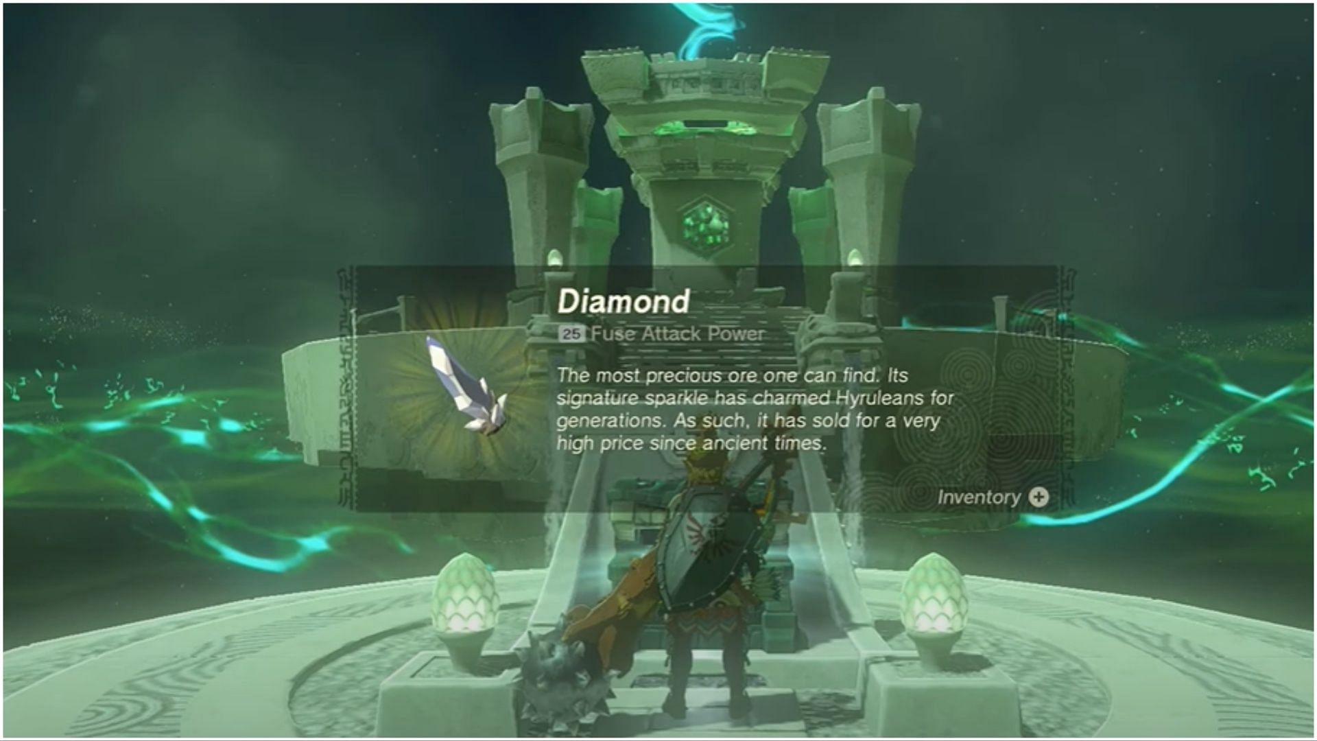 Diamonds are an essential component of the inventory because they are highly valuable (Image via The Legend of Zelda Tears of the Kingdom)