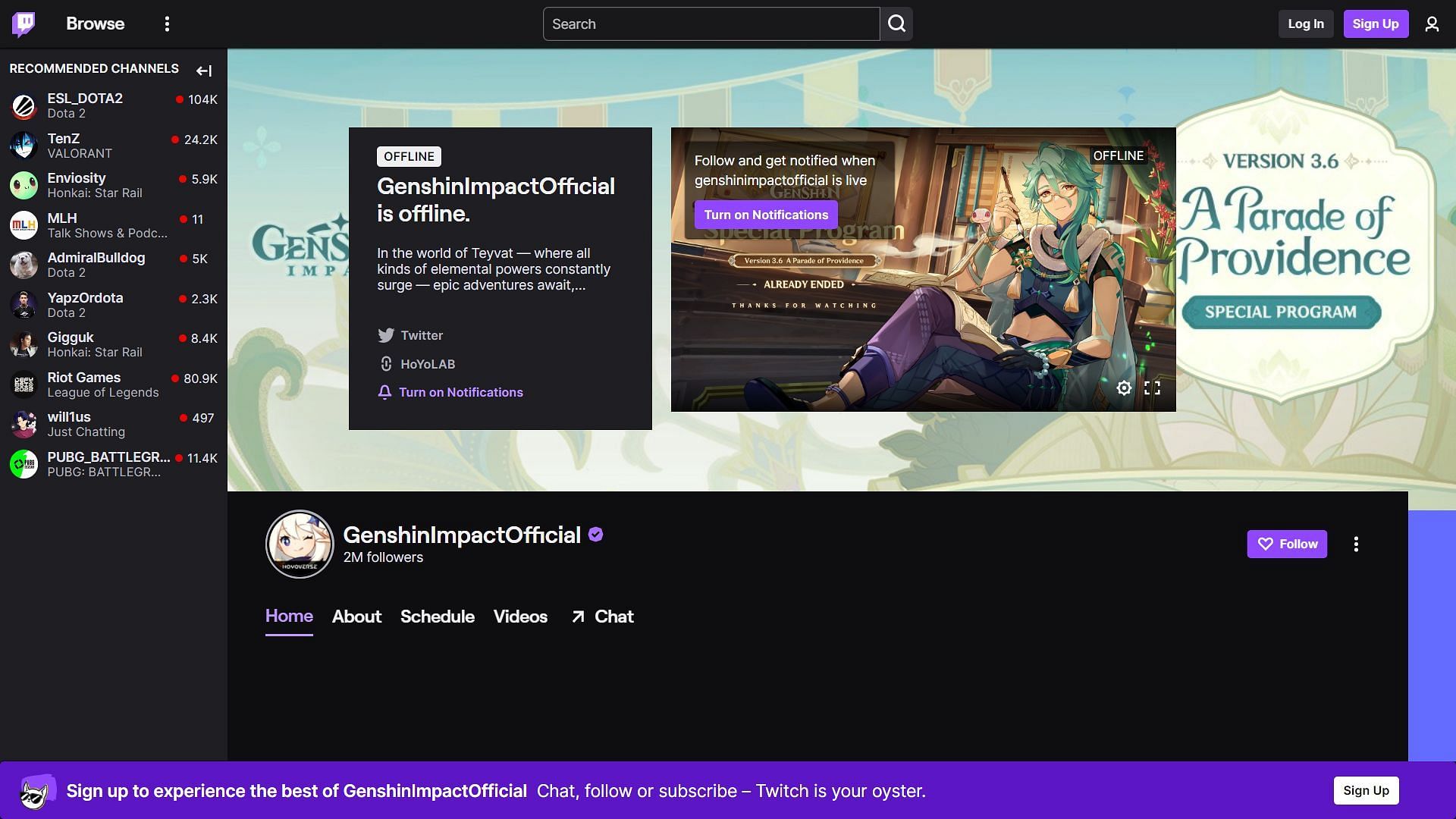 Official Twitch channel (Image via HoYoverse)