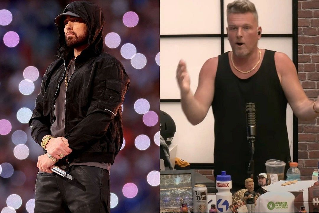 Eminem, left, Pat McAfee, right 