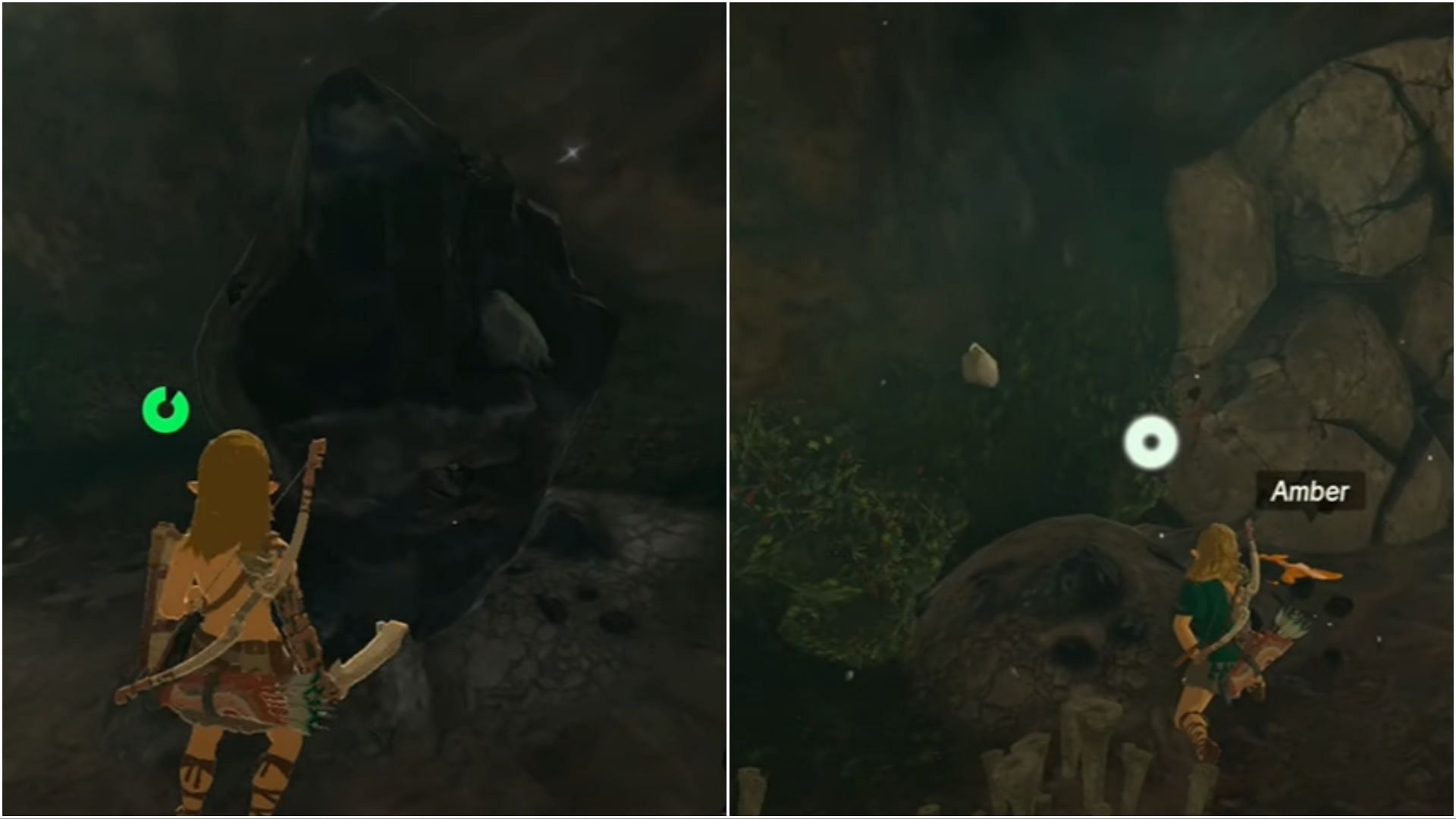 Mineral deposits appear like darkish rocks (Image via YouTube/ RIOT GEAR GAMING)