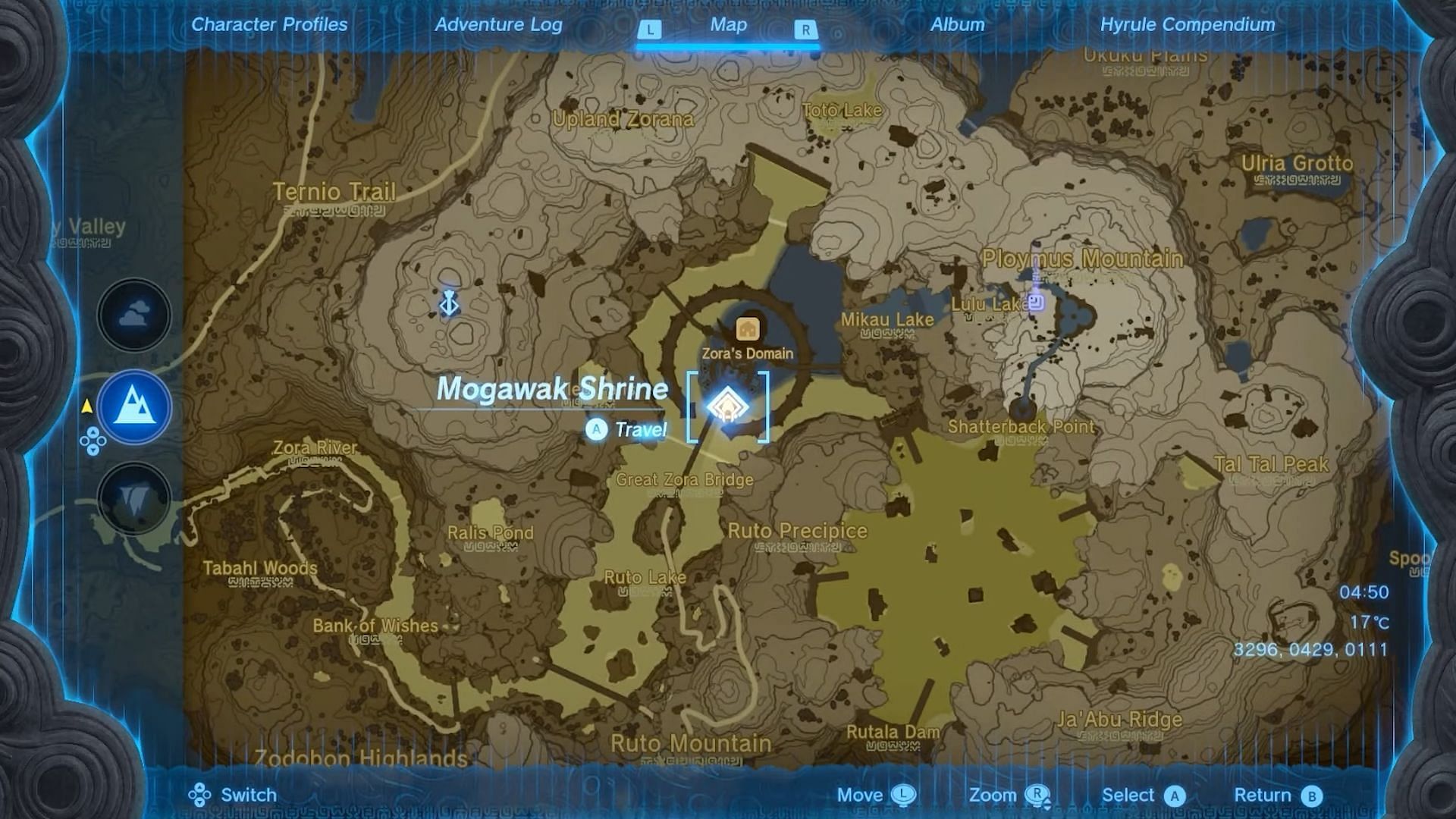 The Mogawak Shrine&#039;s location in Tears of The Kingdom (Image via Nintendo)