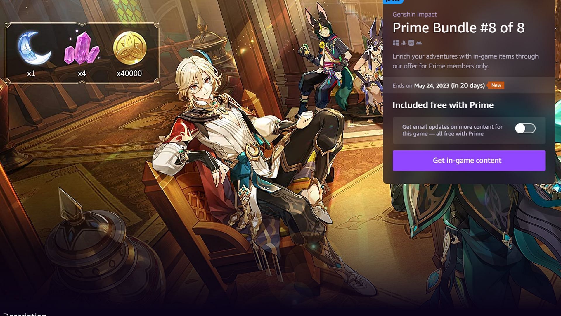 Prime Gaming - Dear adventurers of Genshin Impact, Please find the attached  bundle of goodies including: 🌙 1x Fragile Resin 💎 8x Mystic Enhancement  Ore 🟡 20,000 Mora Best wishes on your