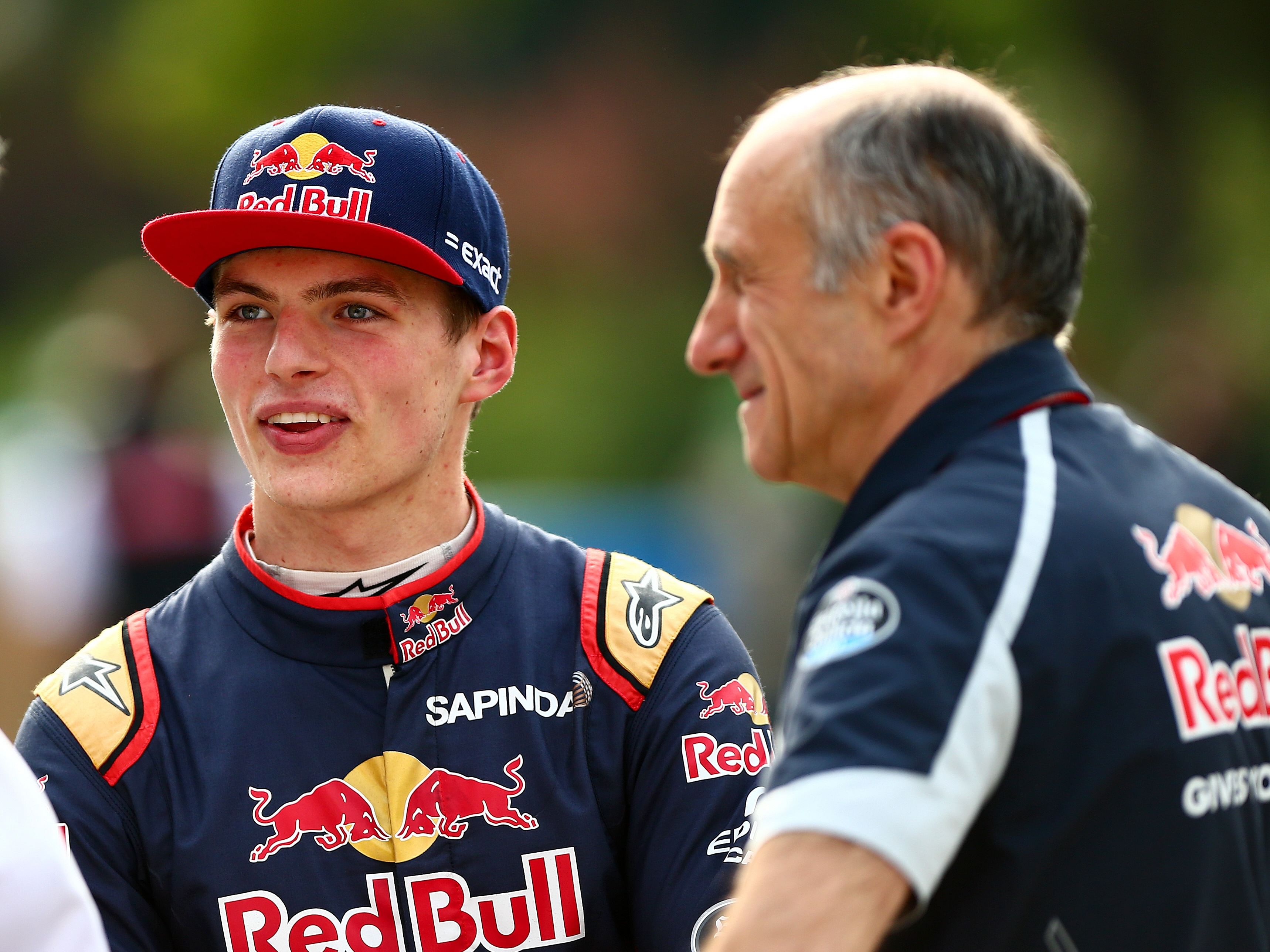Max Verstappen with Franz Tost during the 2016 F1 Chinese Grand Prix. (Photo by Dan Istitene/Getty Images)