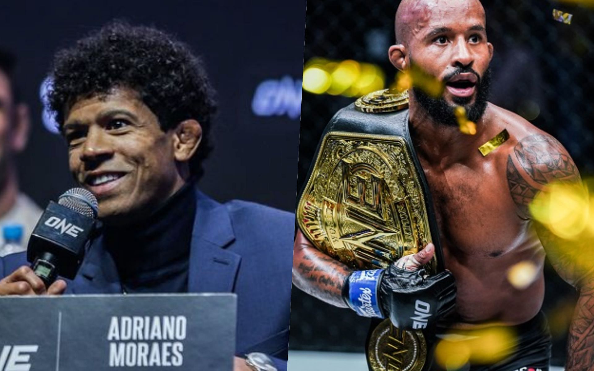 Adriano Moraes (L) and Demetrious Johnson (R) | Photo by ONE Championship
