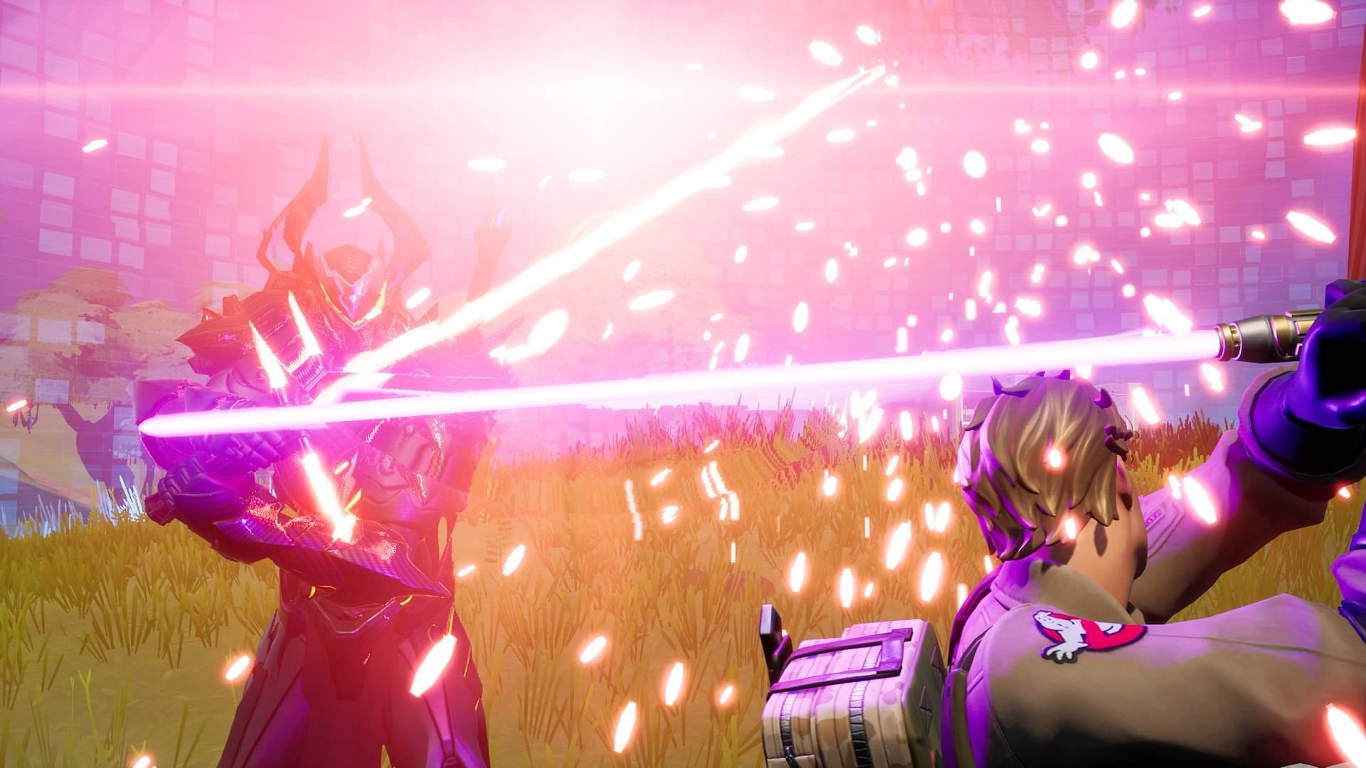 The Lightsabers present in the Fortnite x Star Wars collaboration allow for epic duels (Image via Twitter/NuffinFN)