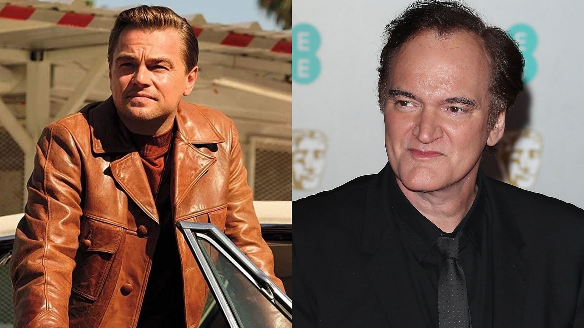 Rick Dalton (played by Leonardo DiCaprio) and Quentin Tarantino. (Photo via @brendan_kraus/Twitter, Getty Images)