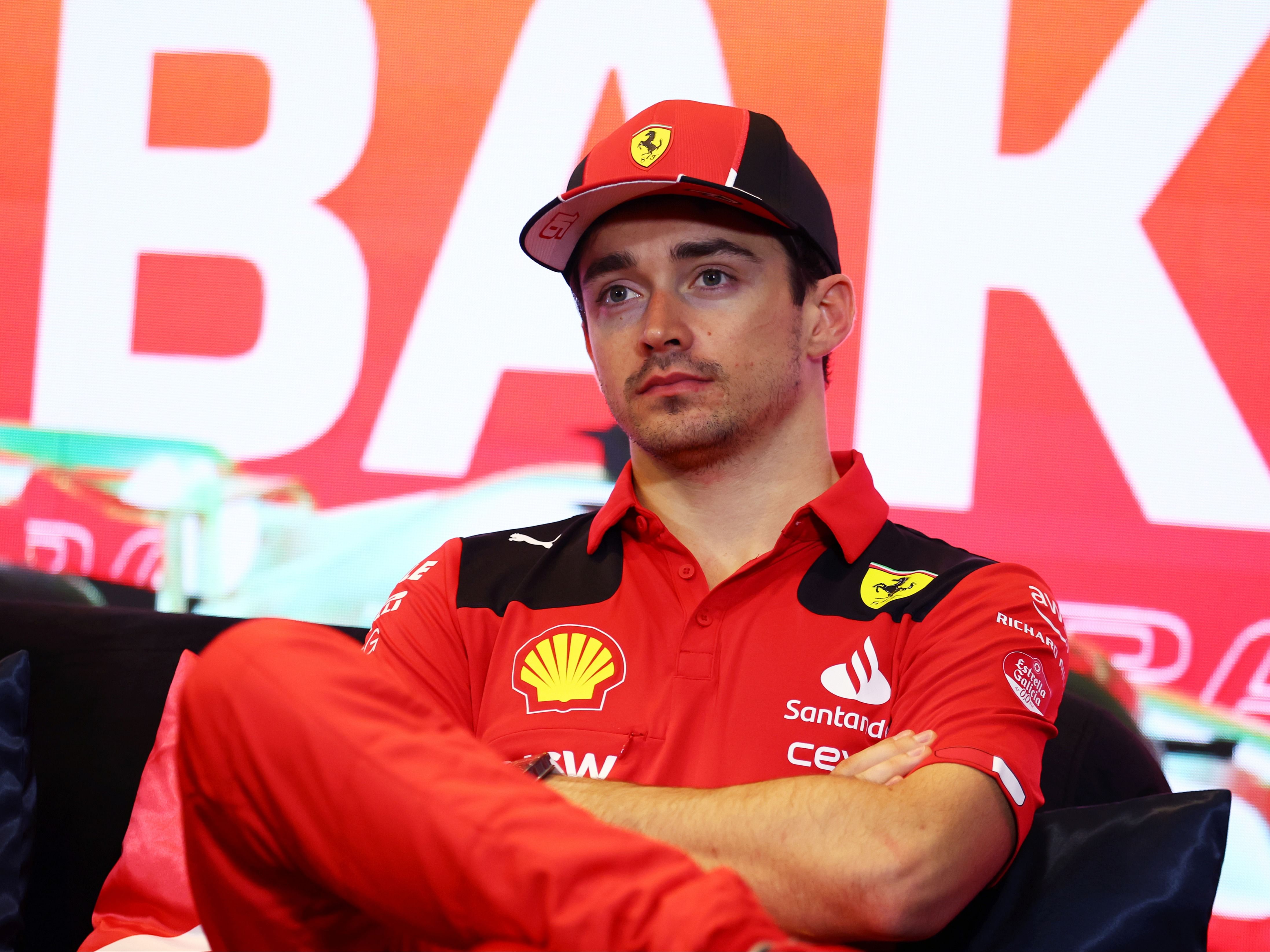 F1 Grand Prix of AzerbaijanCharles Leclerc attends the press conference after the 2023 F1 Azerbaijan Grand Prix. (Photo by Bryn Lennon/Getty Images)