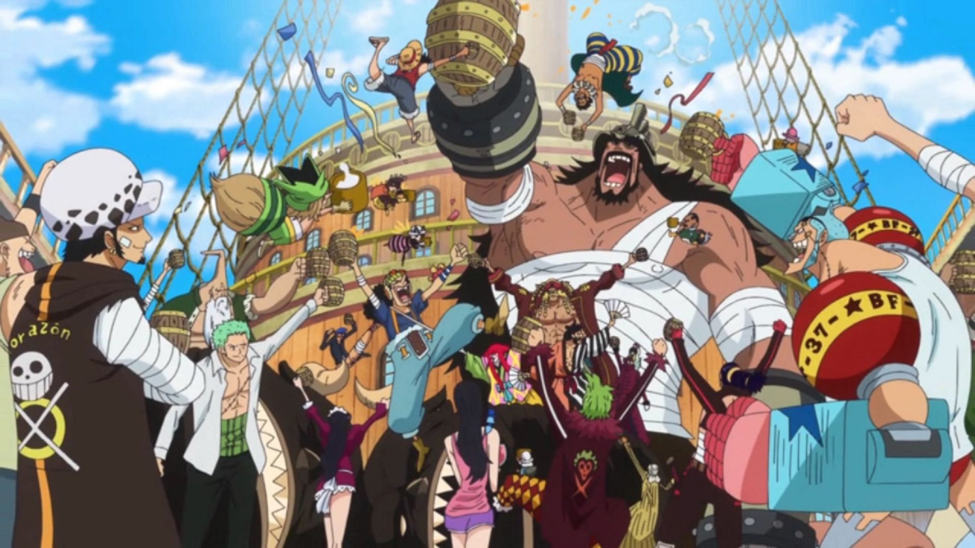 The party for the creation of the Straw Hat Grand Fleet (Image via Toei Animation, One Piece)