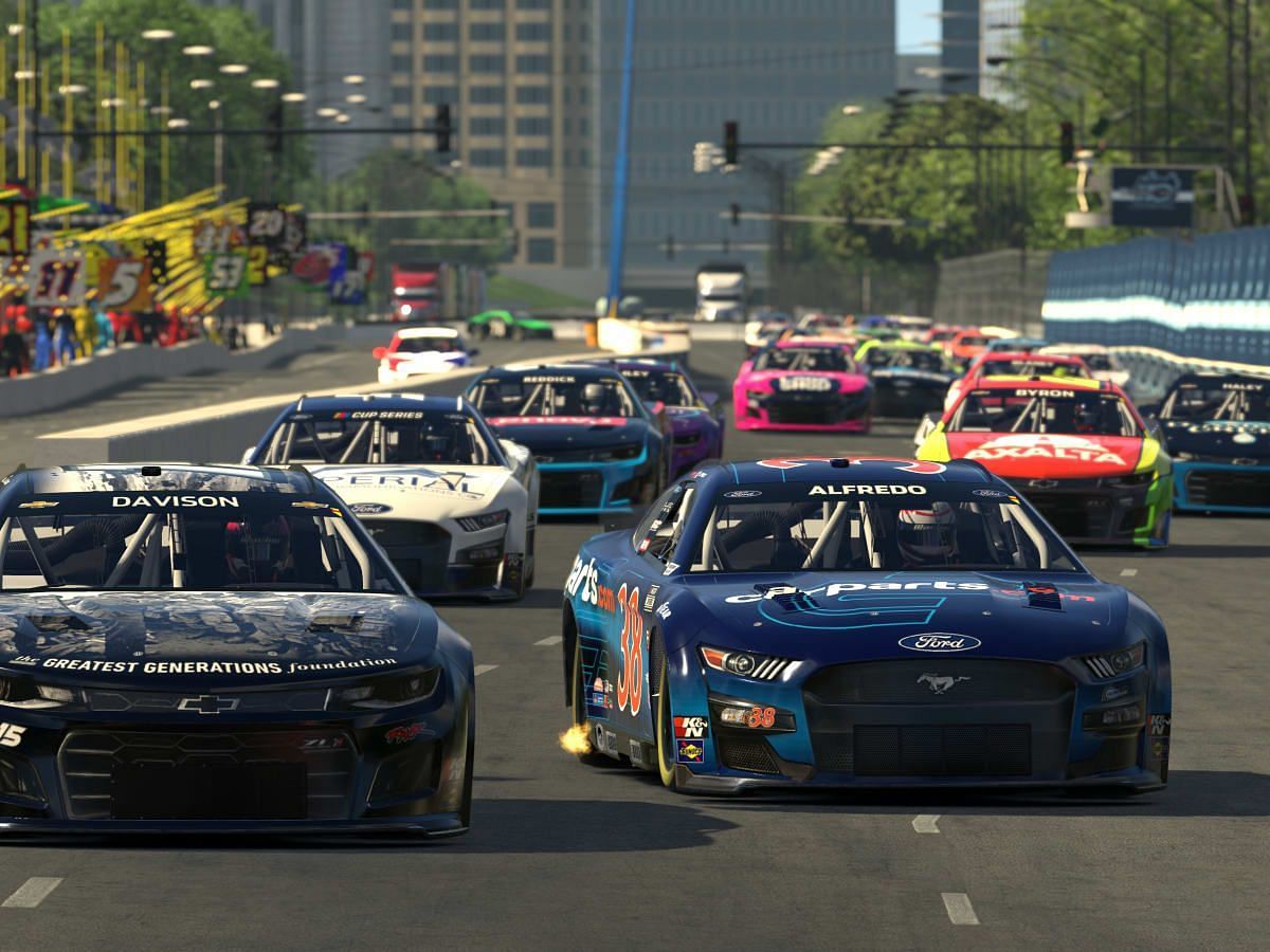 An example of what the NASCAR Cup street course race in Chicago may look like, taken from a eNASCAR iRACING Pro Invitational Series race in June 2021 in Chicago. (Photo by Chris Graythen/Getty Images)