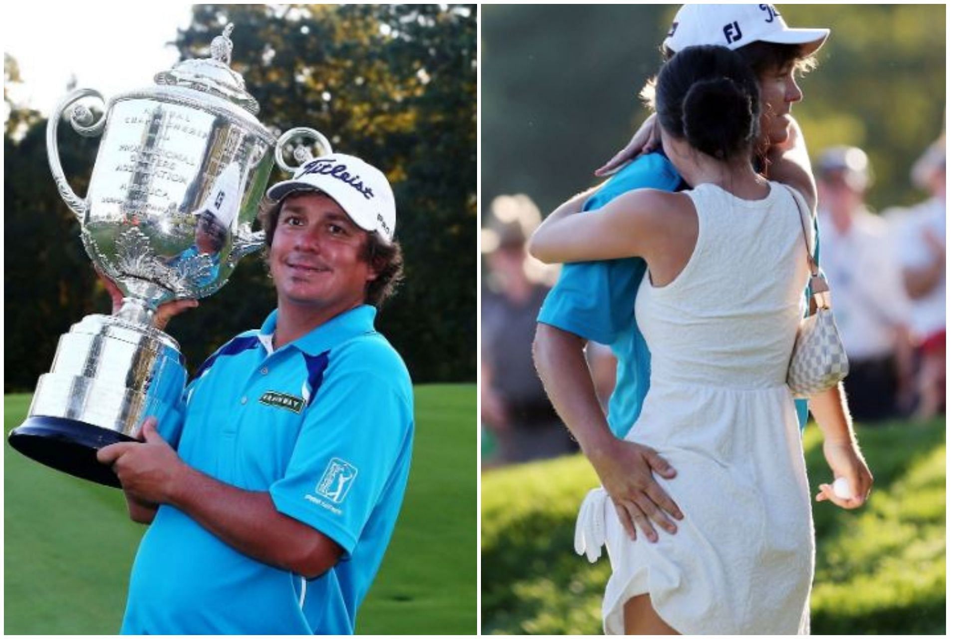 Jason Dufner with his wife after winning the 2013 PGA Championship (via Getty Images)