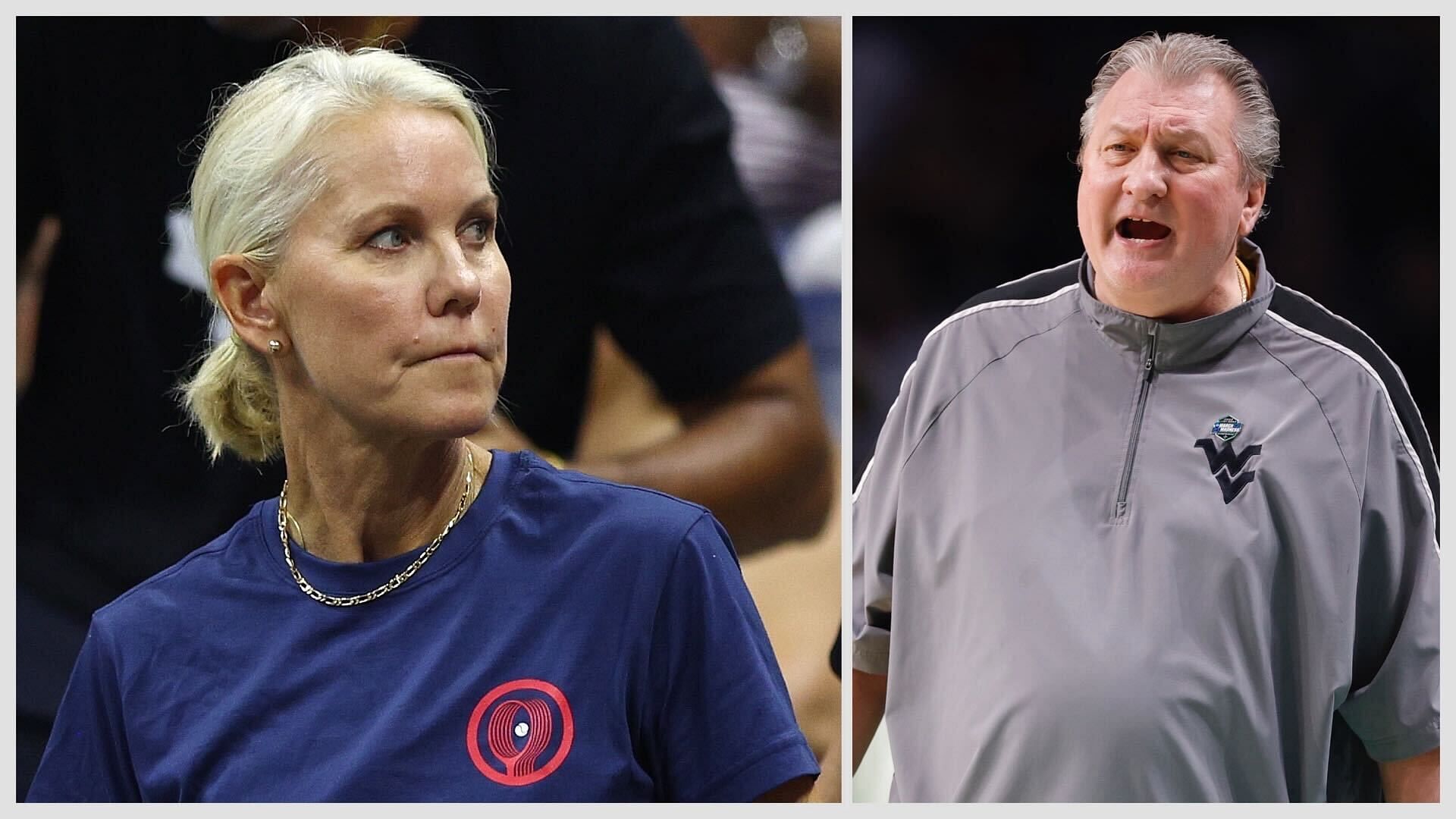 Rennae Stubbs (L) and West Virginia Mountaineers basketball team coach, Bob Huggins (R)