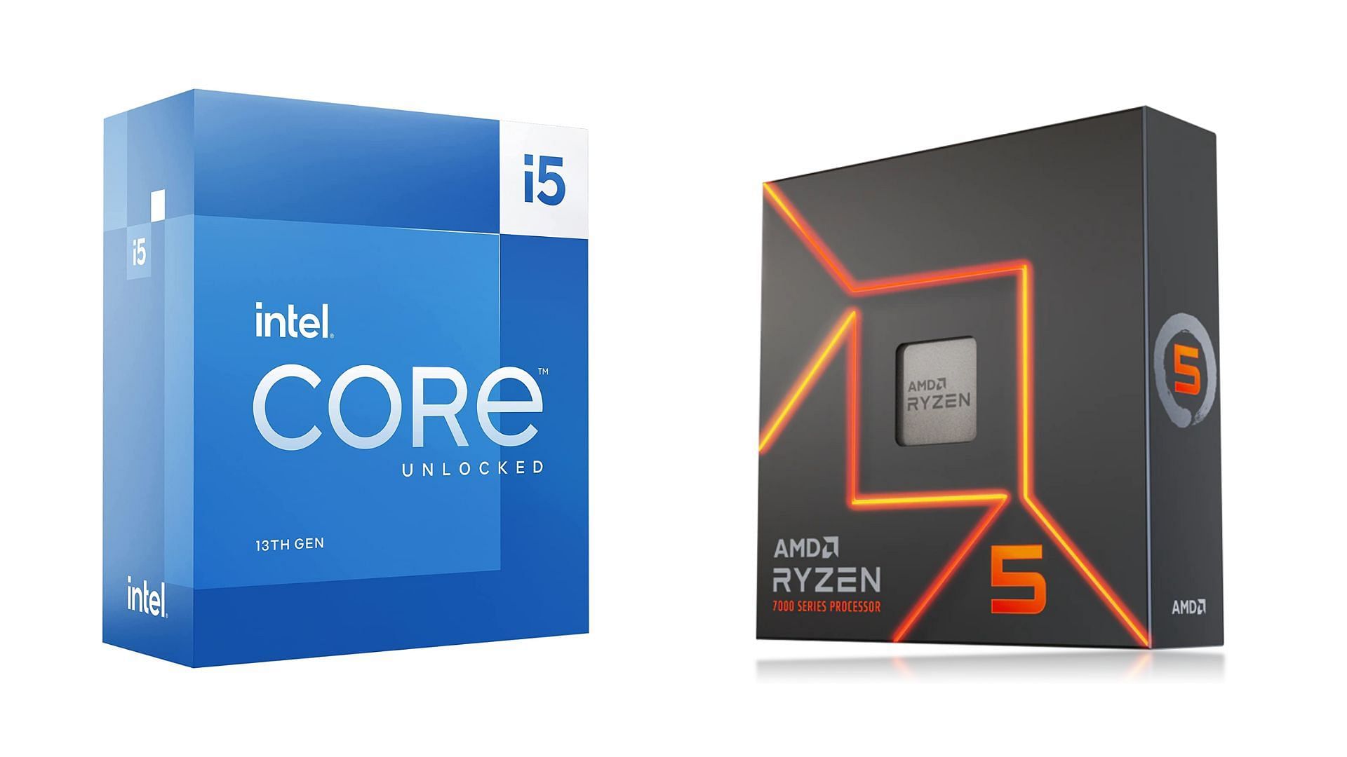 The Core i5 13600K goes head to head with the Ryzen 5 7600X (Image via Intel and AMD)
