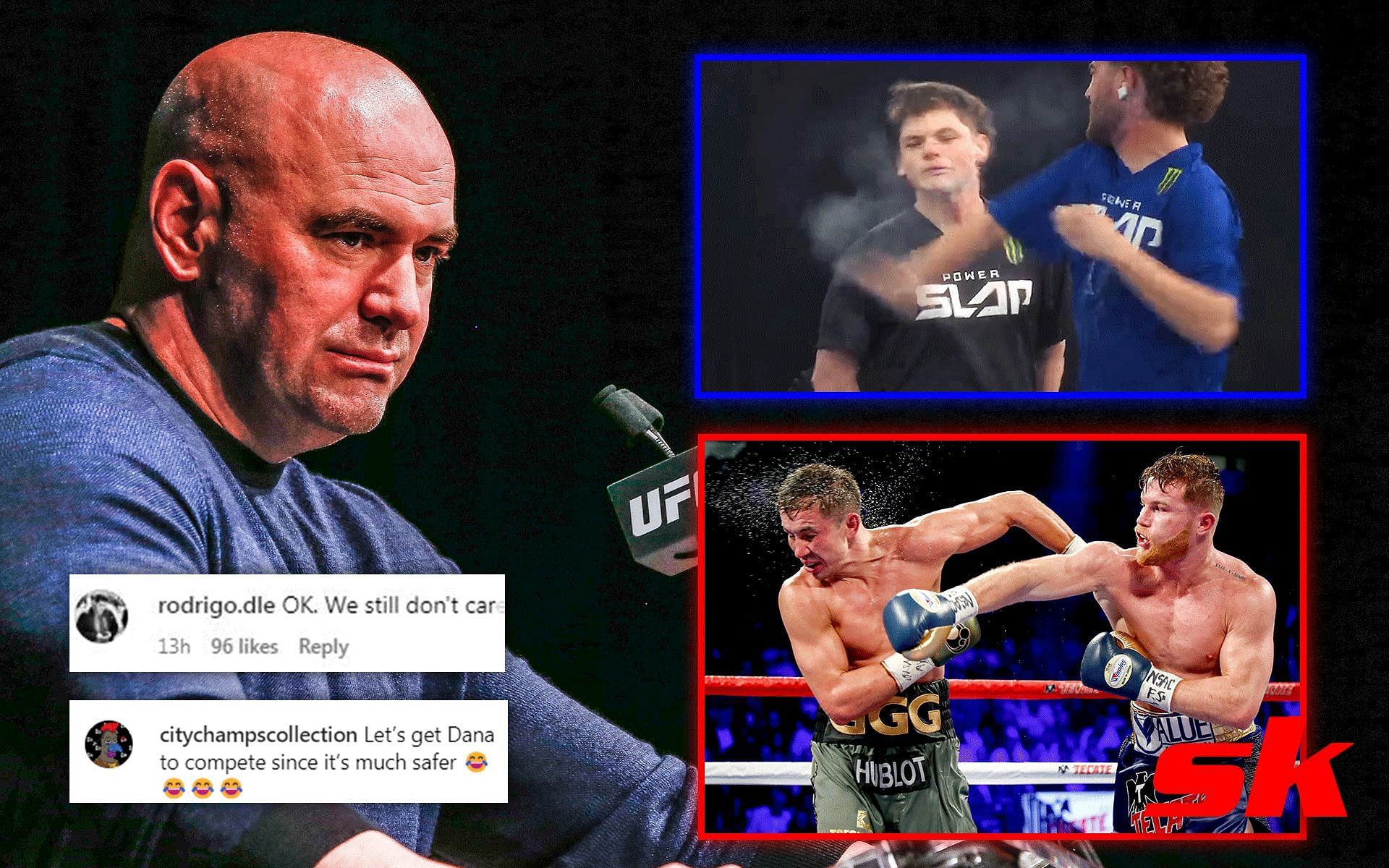 Fans slam Dana White for labeling Power Slap safer than boxing [Images via: @powerslap and @ninamariedaniele on Instagram]