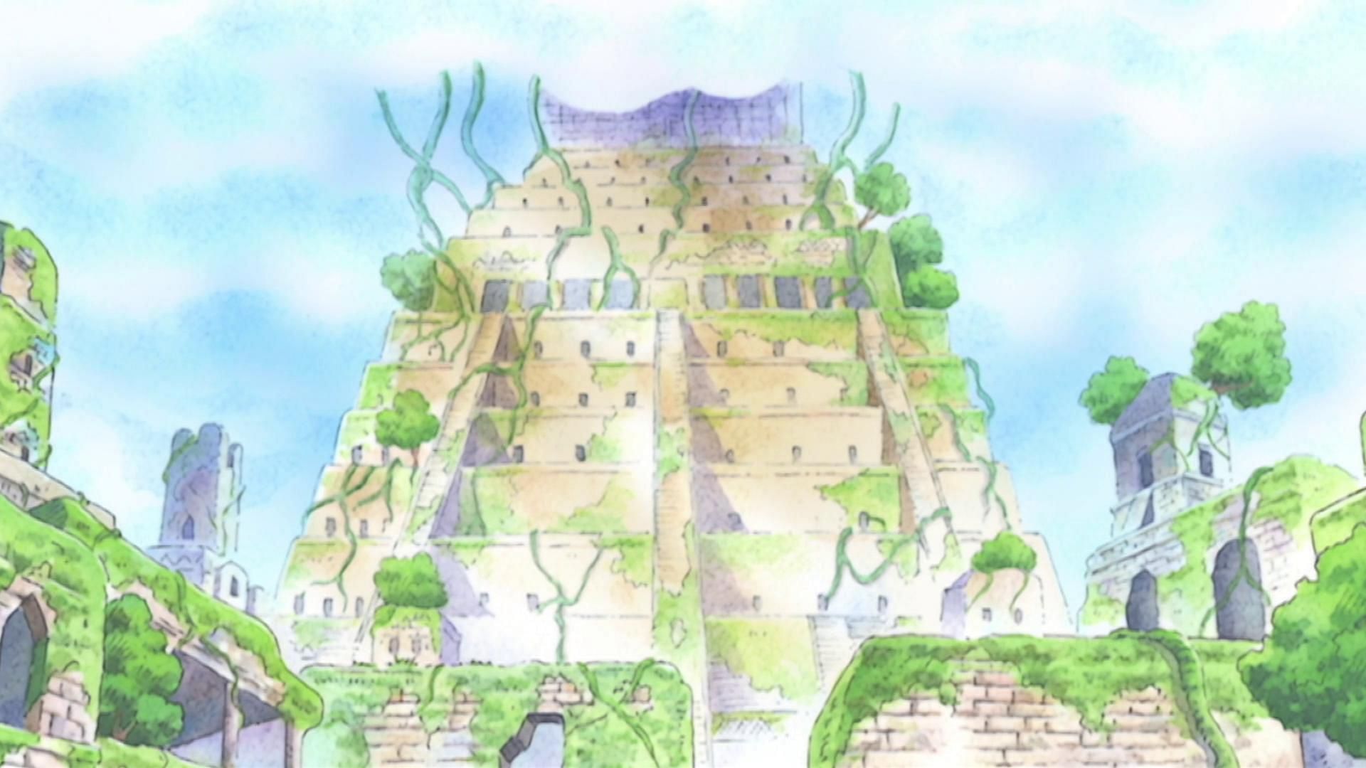 The ruins of Shandora recall the Pre-Columbian Mesomericans (Image via Toei Animation, One Piece)