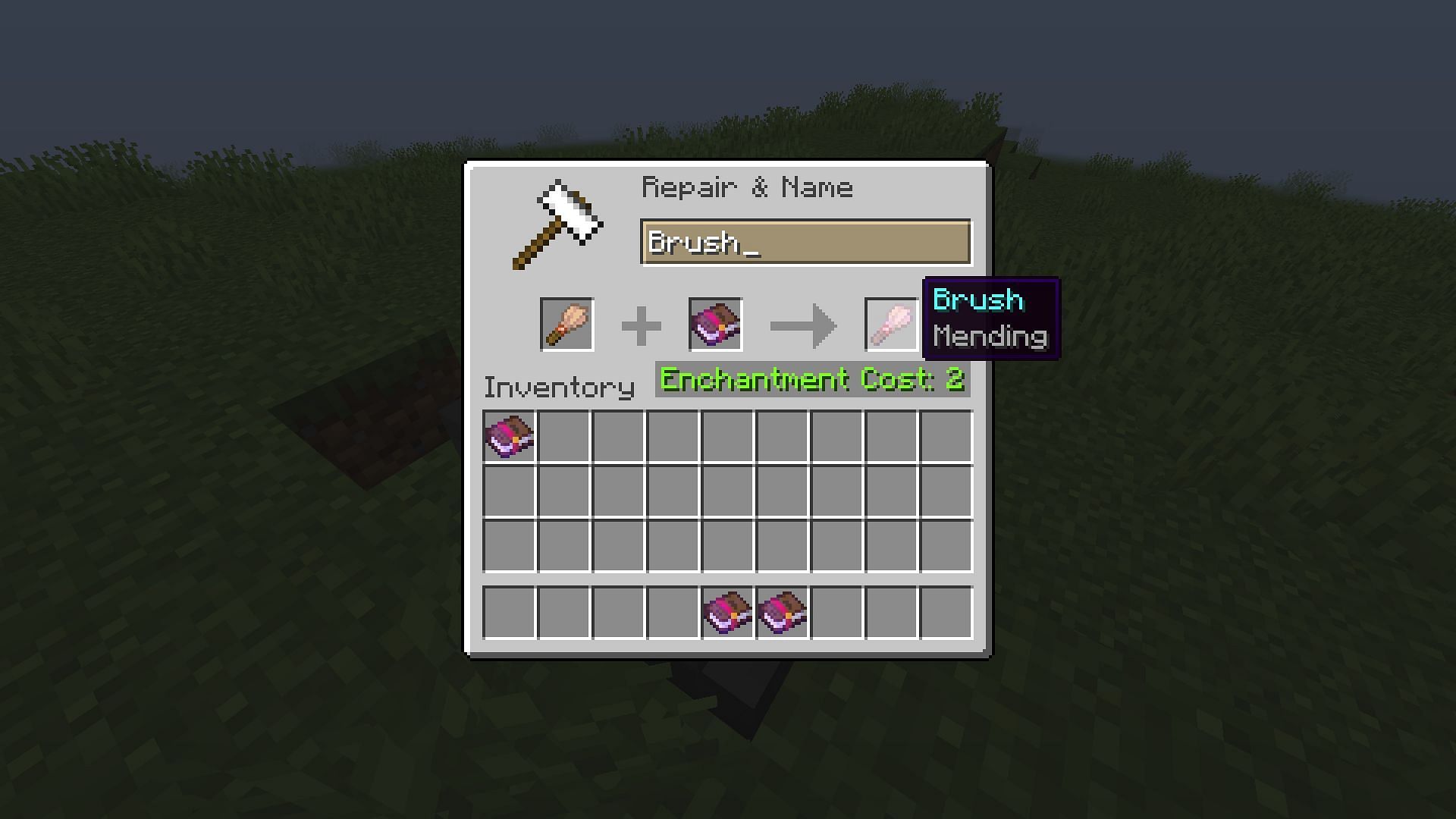 Mending is a treasure enchantment that can repair the brush tool in the Minecraft 1.20 update (Image via Mojang)
