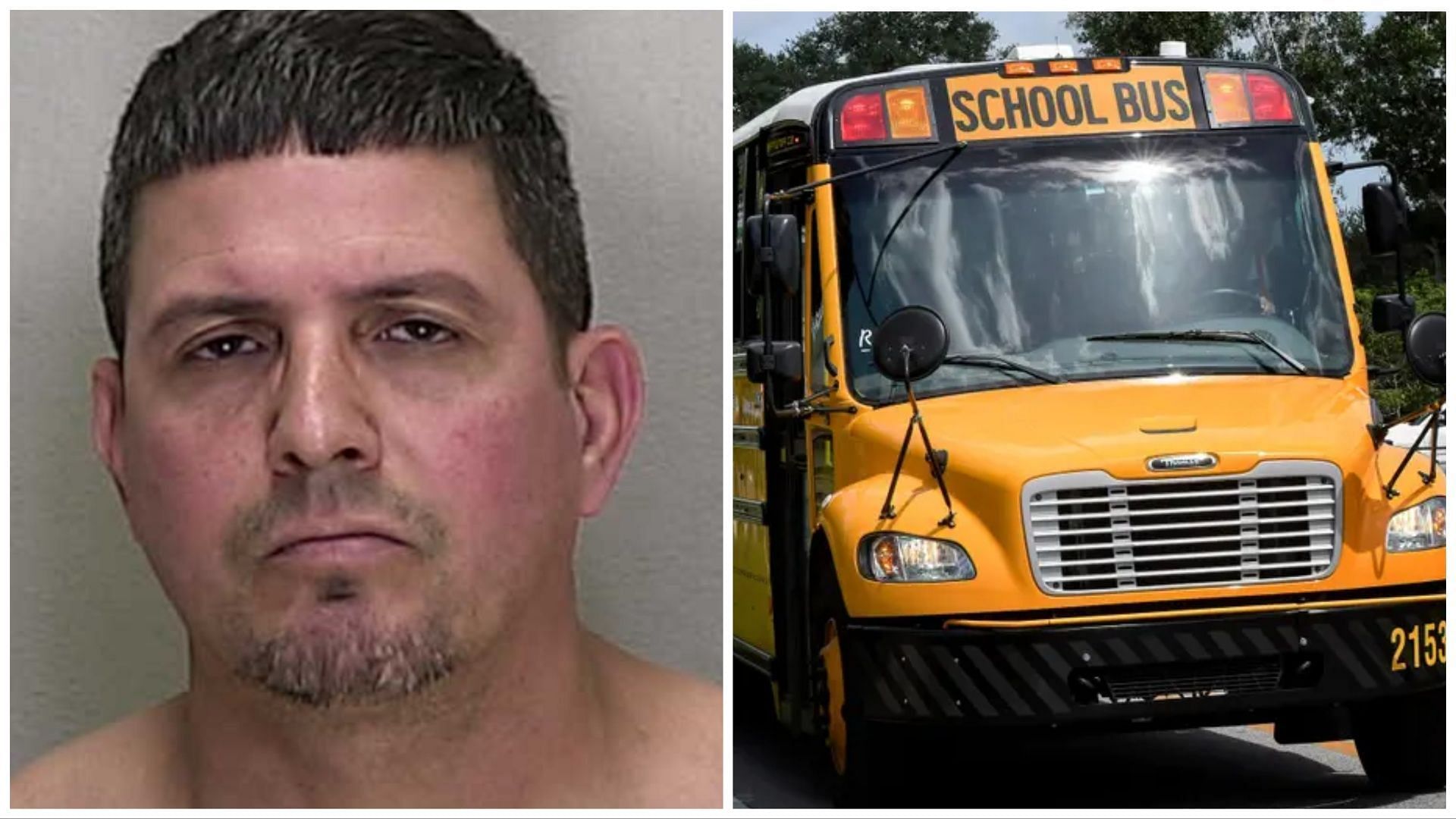 The father denied hitting the school employee (images via Florida authorities/Twitter/Getty)