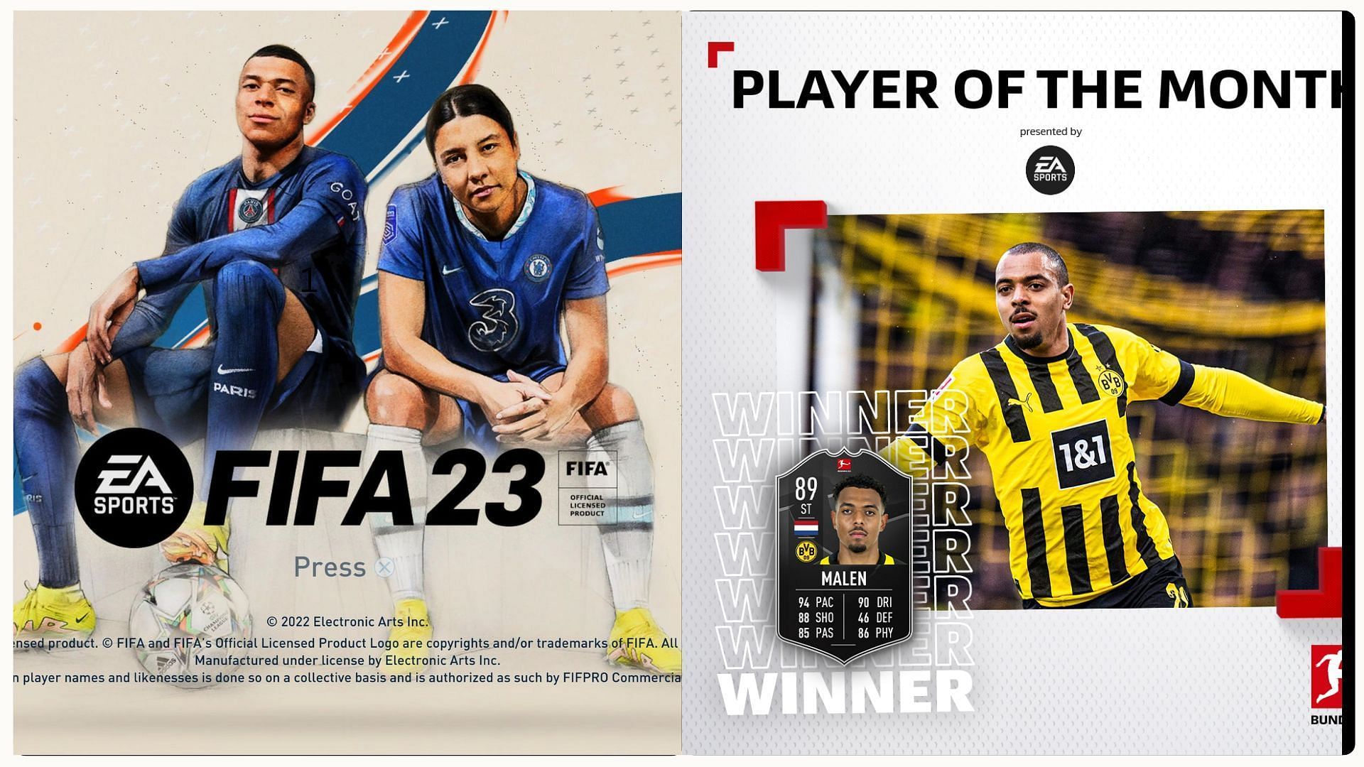 FIFA 23 announce Donyell Malen as Bundesliga POTM(Image via EA Sports) 