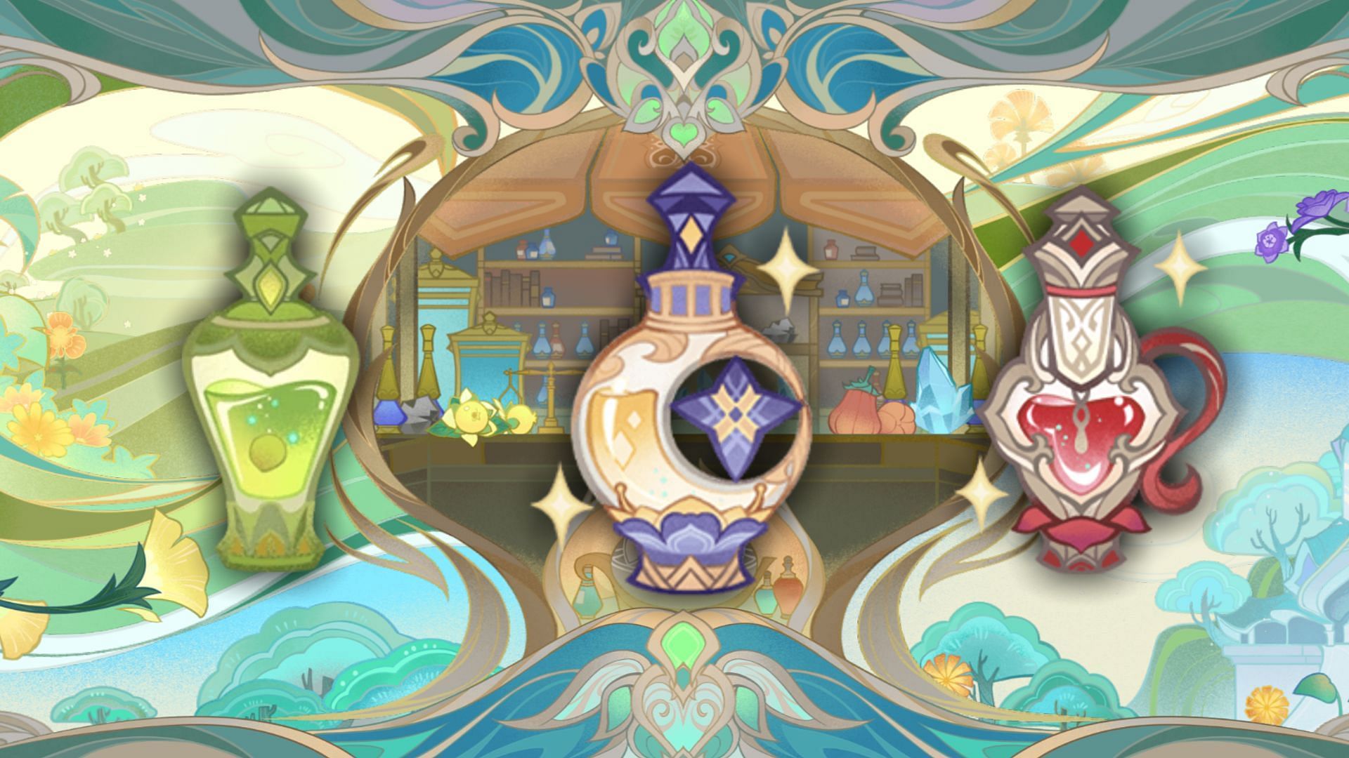 A few of the potions you will make in Glittering Elixirs