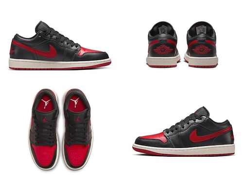 The Nike Air Jordan 1 Low "Bred Sail" sneakers (Image via Sportskeeda)