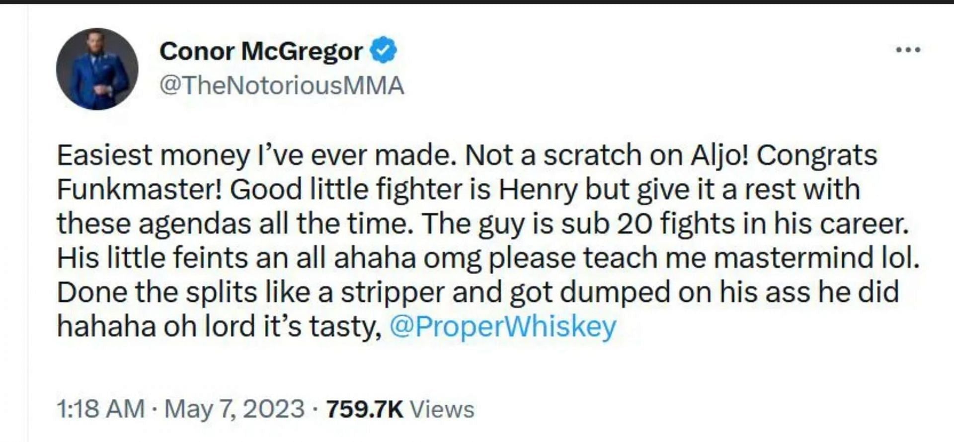 Conor McGregor reacted to UFC 288 on Twitter