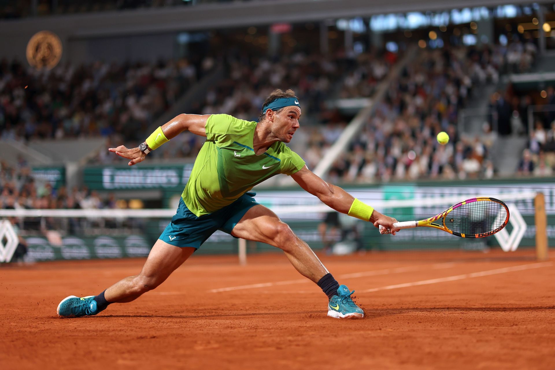 Rafael Nadal in action at the 2022 French Open.