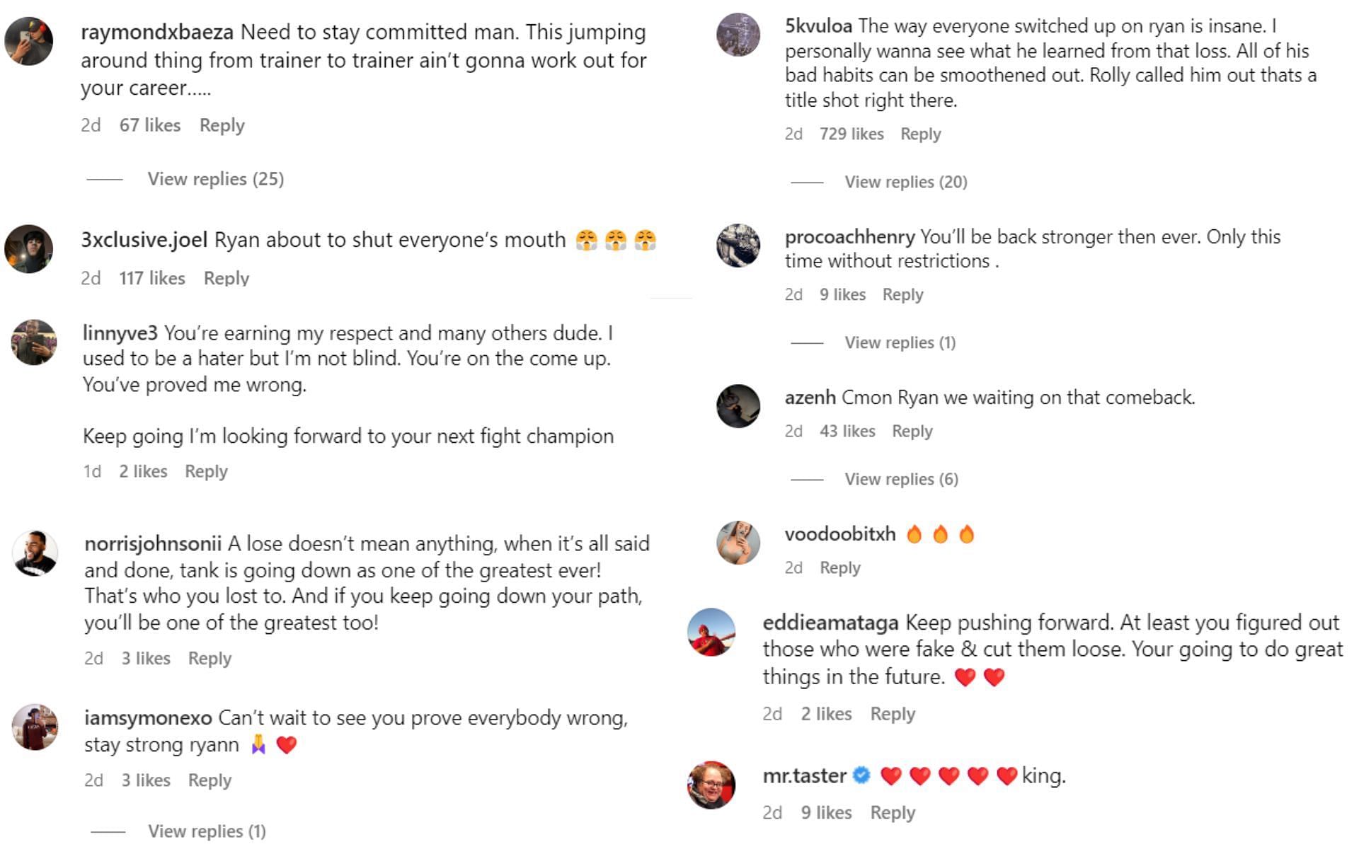 Screenshot of fans&#039; reactions to Ryan Garcia&#039;s move to 140 pounds