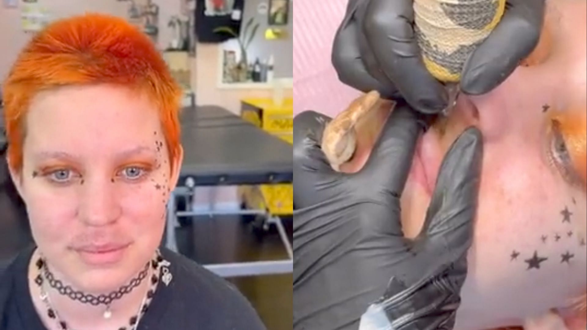 Australian tattoo artist goes viral for gender-affirming mustache stubble tattoo. (Image via TikTok/@daisylovesick)