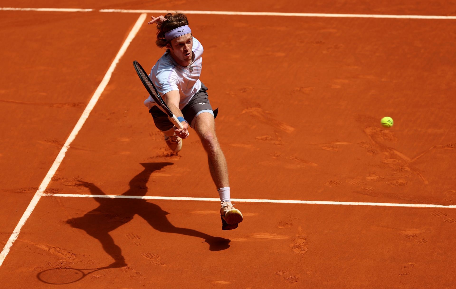 Andrey Rublev in action at the 2023 Madrid Open.