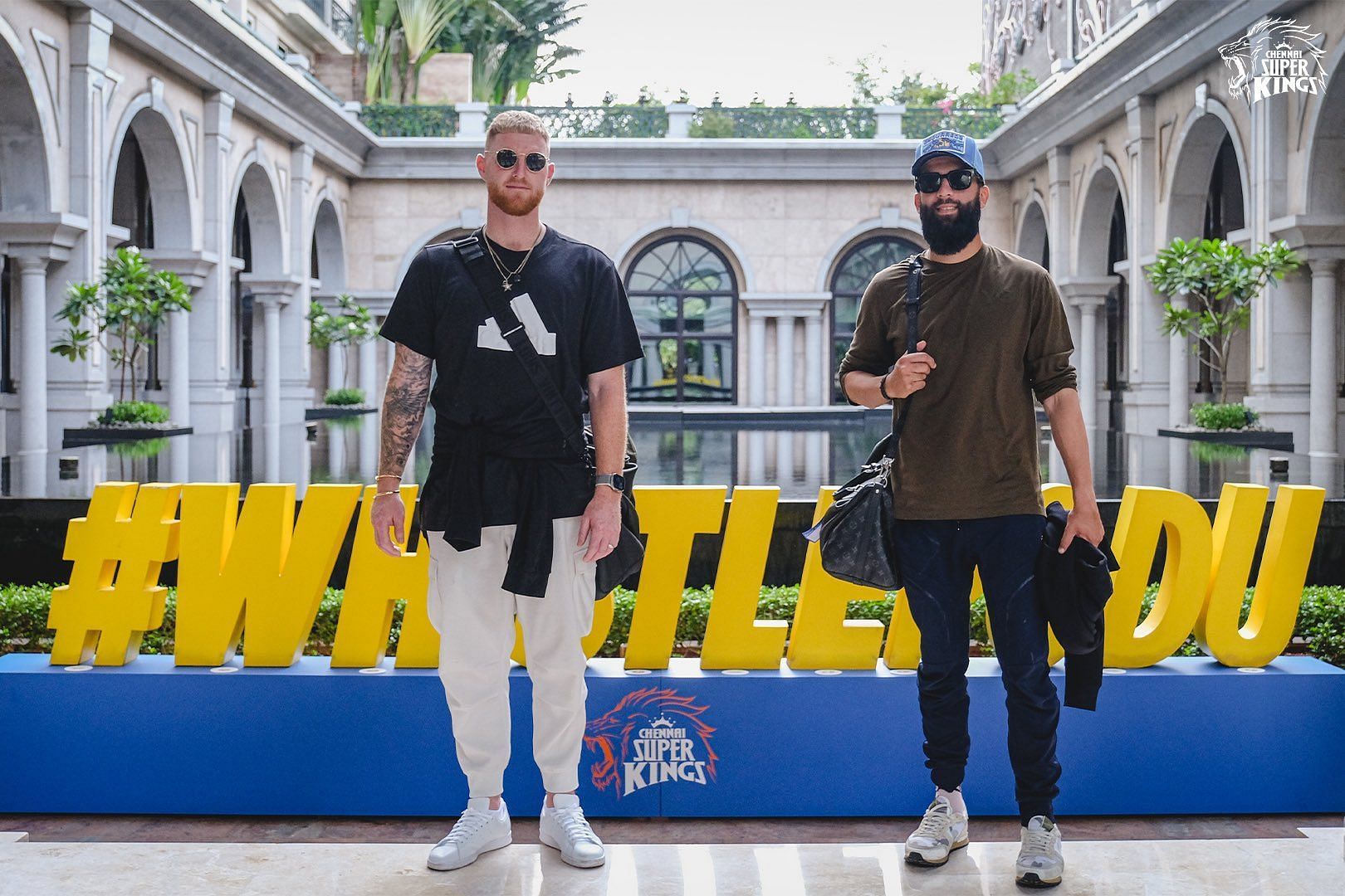 Ben Stokes and Moeen Ali have two distinctly different beards. (Image: Twitter/@ChennaiIPL)