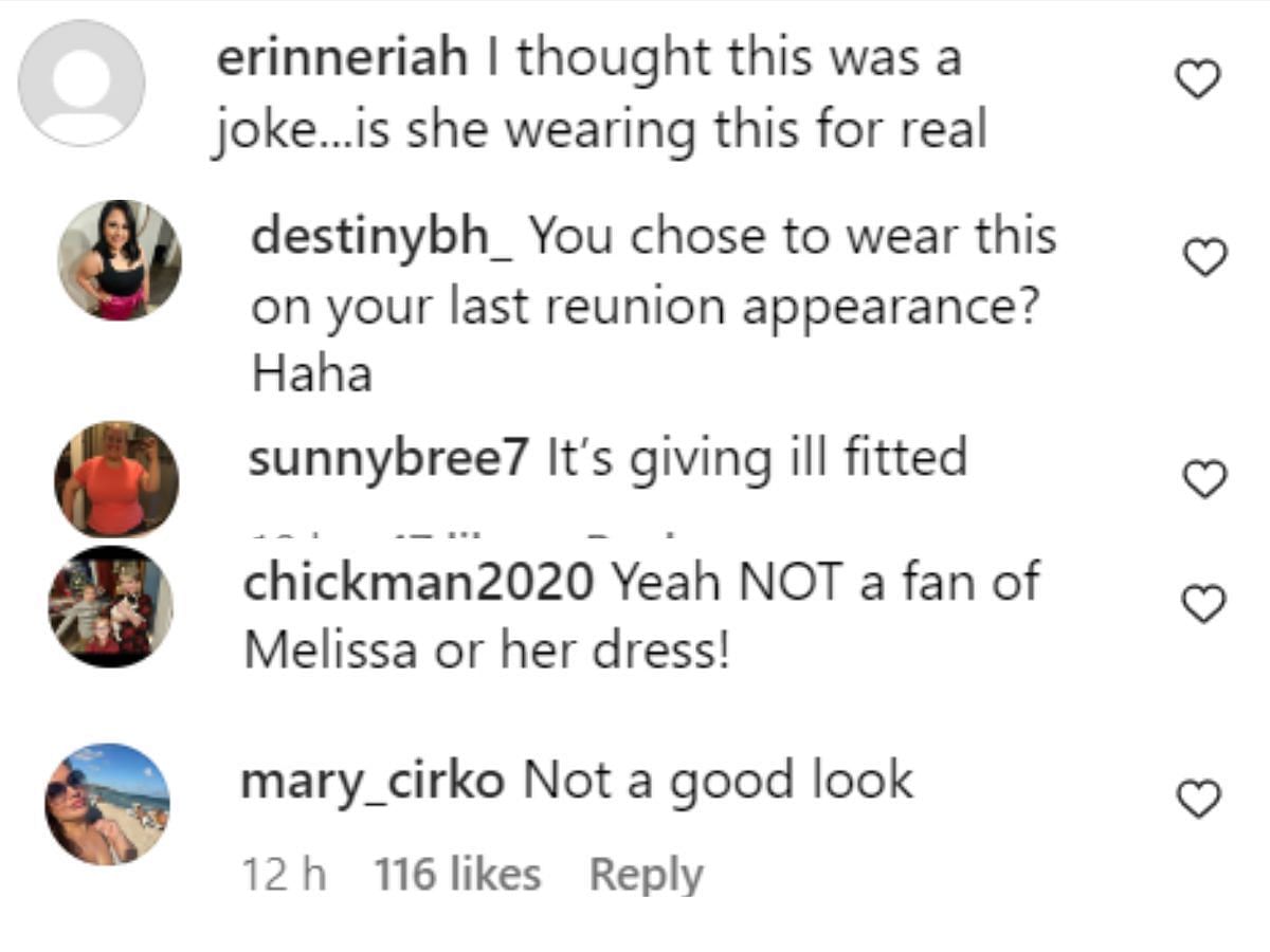 Fans call out Melissa for her bad look at the reunion (Image via Instagram)