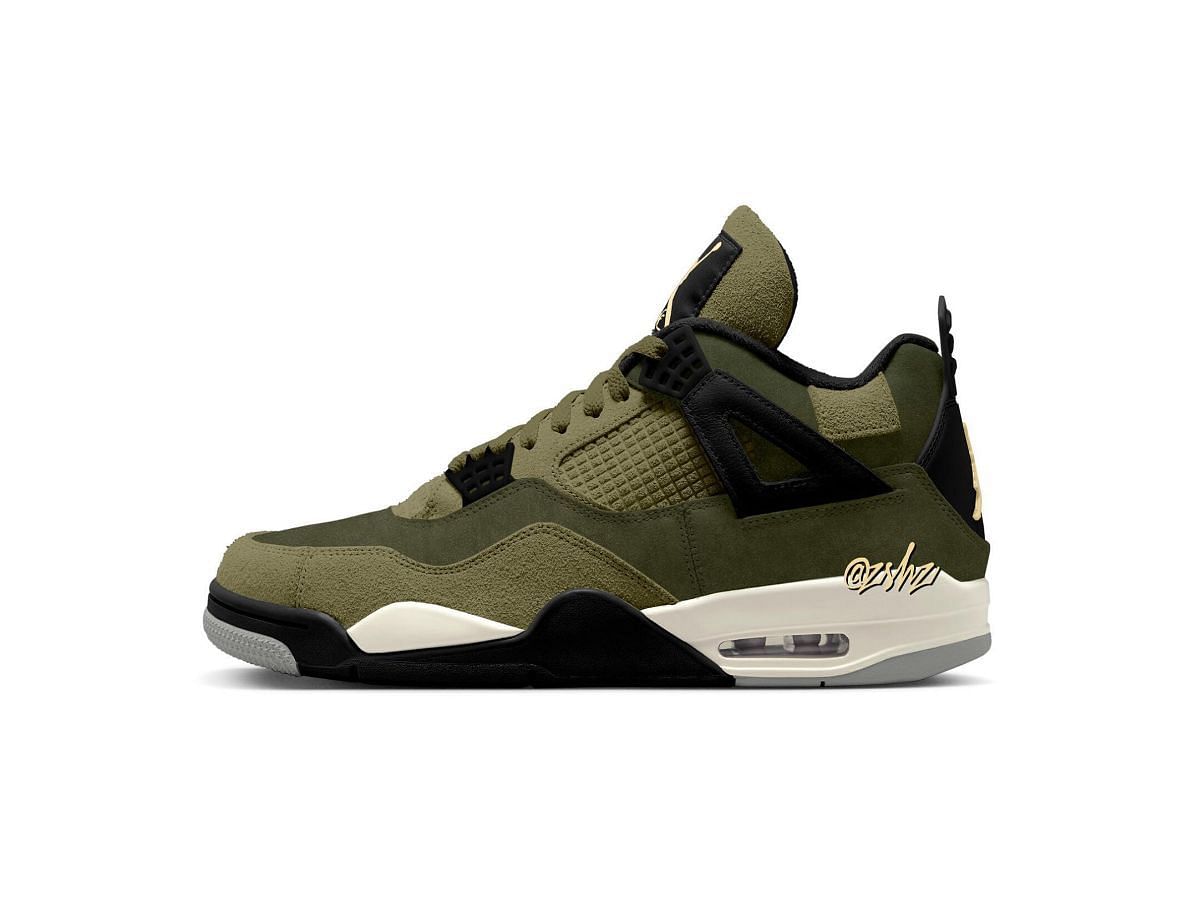 The upcoming Nike Air Jordan 4 &quot;Medium Olive&quot; sneakers will be released during the holidays of 2023 (Image via @zsneakerheads / Instagram)