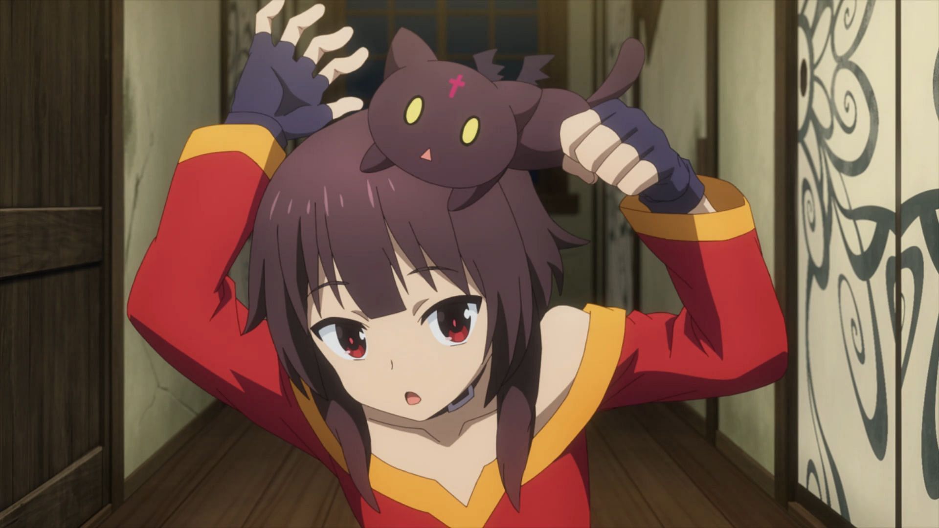 Megumin and Chomusuke as seen in the anime (Image via Studio Deen)