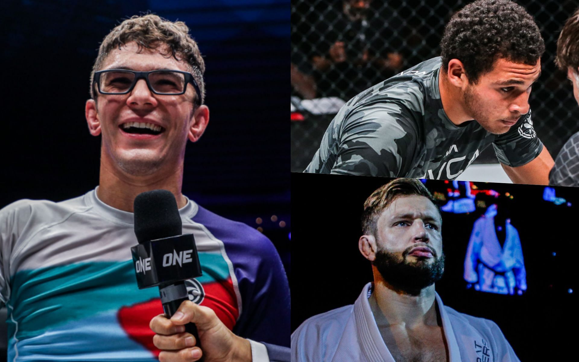 Mikey Musumeci (left), Tye Ruotolo (top right), Reinier de Ridder (bottom right) | Photo by ONE Championship