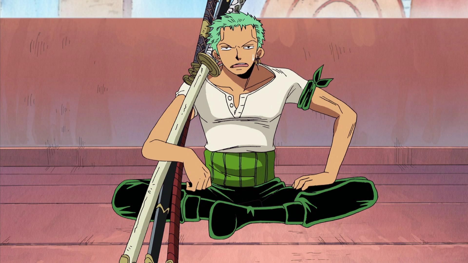 Zoro in his original outfit (Image via Toei Animation, One Piece)