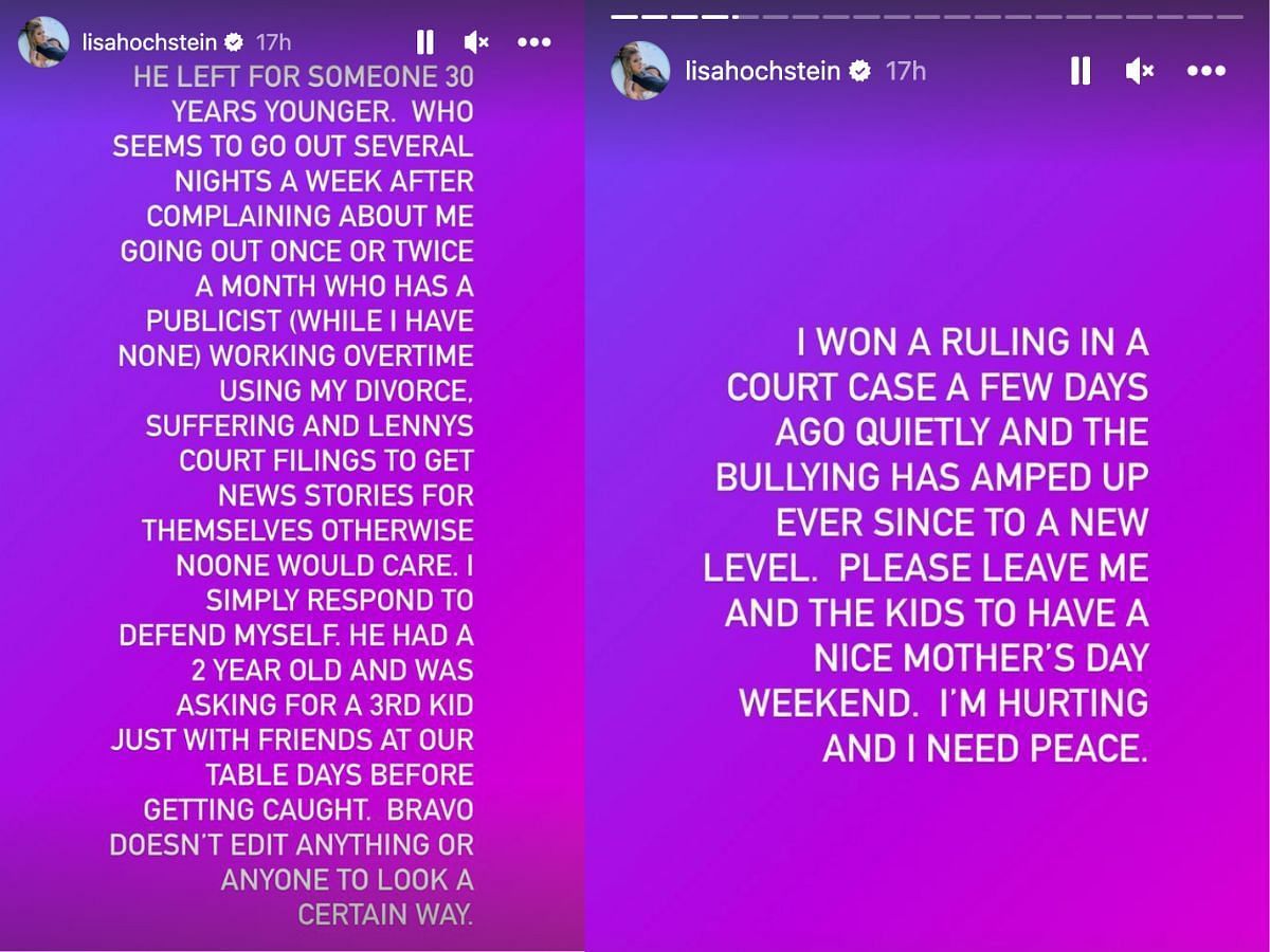 RHOM star Lisa Hochstein calls her husband mean (Image via Instagram/@lisahochstein)
